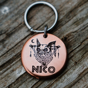 Martith Owl Skull Tag